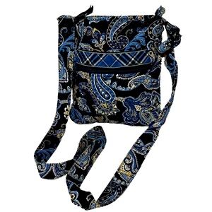 Vera Bradley Windsor Navy Blue Paisley Crossbody Hipster Purse/Bag